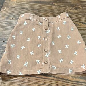 Finding Foxtale Brown Button-Front Skirt with White Pattern